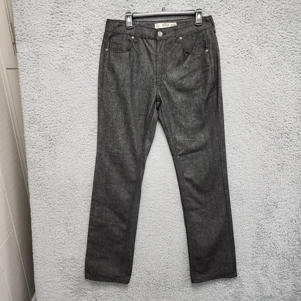 Noiz Jeans Men 34x34 (Fits as 30x33) Black Straight Leg 5 Pocket Denim Pants‎